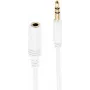 SHIVERPEAKS BASIC-S Super Slim 3,5mm stereo-audio-verlengkabel, stekker naar bus, verguld, wit, 1,5m (BS33982-W)
