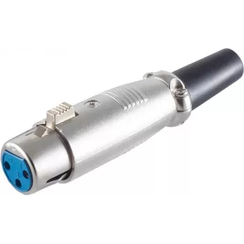 SHIVERPEAKS BASIC-S XLR-koppeling, vrouwelijk, met trekontlasting, 3-polig, vernikkeld zinkdrukwerk, soldeeraansluiting, BS55020