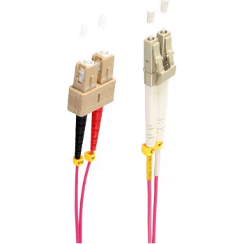 SHIVERPEAKS BS77941/4 OM4 LC naar SC duplex multimode glasvezel-patchkabel, 15 m, violet