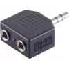 ShiverPeaks S/CONN maximum connectivity 3,5mm stereo jack splitter-adapter, 1 stekker naar 2 bussen, vernikkeld, zwart (57080)