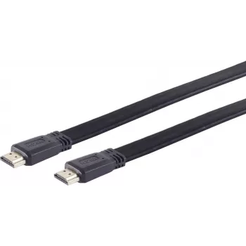 ShiverPeaks S/CONN maximum connectivity platte HDMI-kabel, HDMI Type-A stekker naar HDMI Type-A stekker, vergulde contacten, 4K Ultra HD, 3D, HEAC, 3,0 m, zwart 77473-FLAT