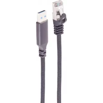 SHIVERPEAKS USB-A naar RJ45 Gigabit Ethernet adapterkabel, aluminium, zwart, 1,5 m BS14-52155