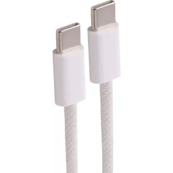 SHIVERPEAKS USB-C naar USB-C oplaadkabel, 2.0, 60W, wit, gevlochten textiel, 2m (BS14-21036)