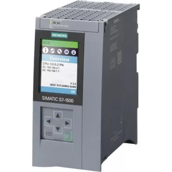 Siemens SIMATIC S7-1500 CPU 1515-2 PN, 500 kB programmageheugen, 3 MB datageheugen, 2 PROFINET-interfaces, 3-poorts switch, 24 V DC 6ES75152AM020AB0