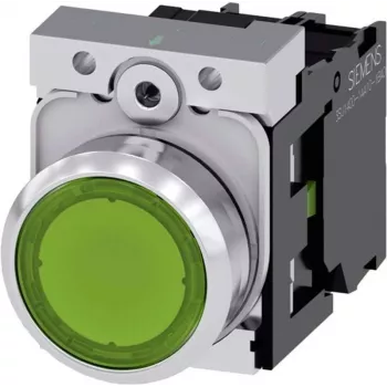 Siemens SIRIUS ACT 3SU1152-0AB40-1BA0 drukknop, vlakke bediening, groen, metaal hoogglans frontring, 22mm, 1NO, schroefklem, IP66/67/69K
