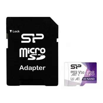 Silicon Power 128GB Superior Pro microSDXC UHS-I U3 V30 A1 geheugenkaart met SD-adapter