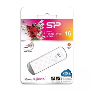Silicon Power 16GB USB 2.0 flashdrive, intrekbaar design zonder dop, wit