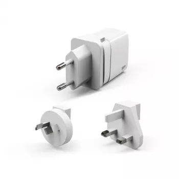 Silicon Power Boost Charger QM16 20W reislader, USB-A + USB-C, EU/US/UK/AU-stekkers, wit