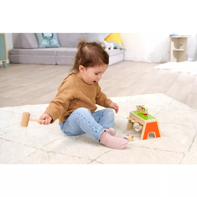 SIMBA-DICKIE Pop-Up Hamerspel – houten speelgoed met 16 delen en pop-up figuren