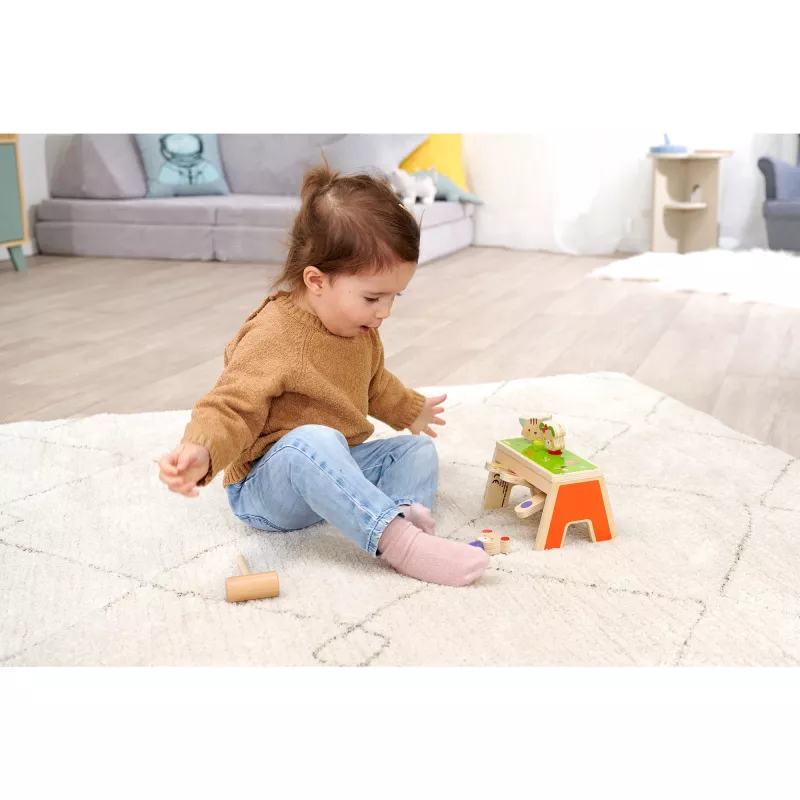 SIMBA-DICKIE Pop-Up Hamerspel – houten speelgoed met 16 delen en pop-up figuren