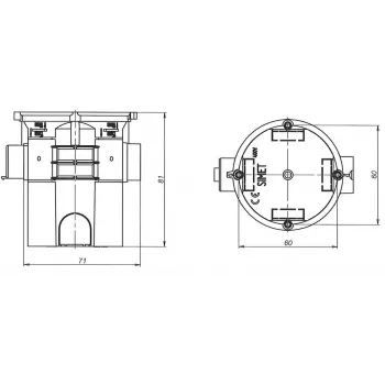 SIMET S60GF inbouw aftakdoos, verbindbaar, extra diep, 60 mm, oranje