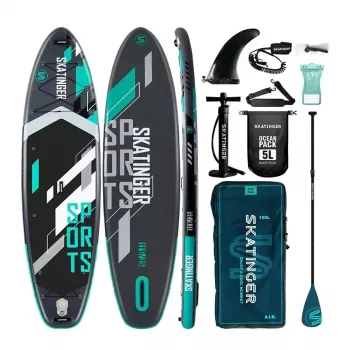SKATINGER grijze opblaasbare stand-up paddleboard voor sport 350x89x15 cm