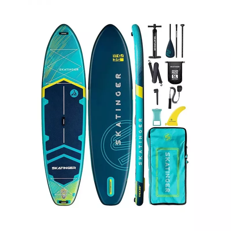 SKATINGER Prana Light Blue opblaasbaar SUP-board 350x89x15 yoga