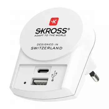 SKROSS Pro+ USB AC30PD wereldreisadapter met 30W USB-C PD en USB-A
