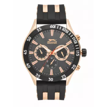 SLAZENGER MAN SL96076203 Heren Analoog quartz horloge 48mm blauwe wijzerplaat bruine lederen band
