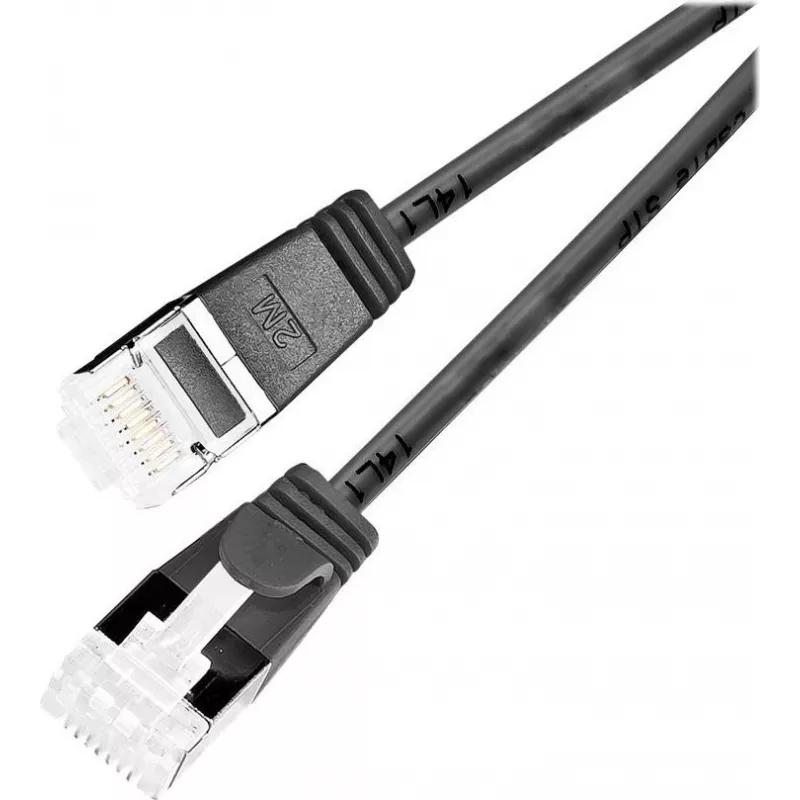 Wirewin PKW-LIGHT-STP-K6A 0.25 SW Cat 6a U/FTP Slim Ronde patchkabel, 0,25 m, zwart, PoE