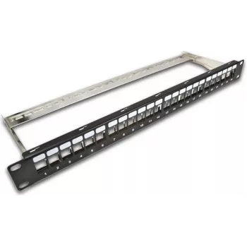 Wirewin TKS PANEL 24 BLACK - 24-poorts keystone afgeschermd blind-patchpaneel, 19 inch 1U rackmontage, zwart