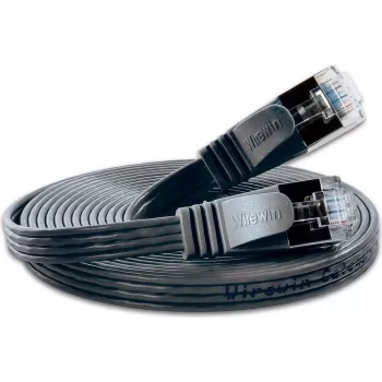 Wirewin Triotronik PKW-STP-SLIM-KAT6 5.0 SW Cat6 U/FTP Slim ethernet-patchkabel, RJ45 stekker naar stekker, 5m, zwart