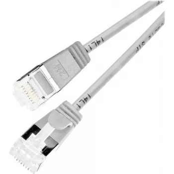 Wirewin slim rond U/FTP Cat 6a patchkabel, grijs, 1,0m, 10 Gbps, PoE, flexibel dun ontwerp voor krappe ruimtes (PKW-LIGHT-STP-K6A 1.0)