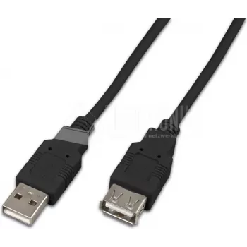 Wirewin USB A-A MF 1.0 SW USB 2.0-verlengkabel, 1 m, zwart