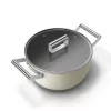 Smeg CSF2412CRM Braadpan, 24 cm, Keramische antiaanbaklaag, RVS handgreep, Matcrème
