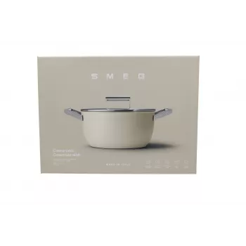 Smeg CSF2412CRM Braadpan, 24 cm, Keramische antiaanbaklaag, RVS handgreep, Matcrème