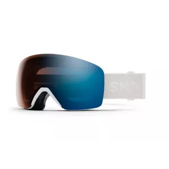 Smith Skyline skibril met ChromaPop fotochrome lens, White Vapor montuur en Blue Sensor Mirror lens
