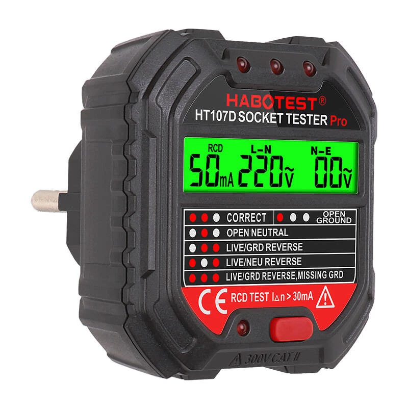 Stopcontacttester met digitaal display Habotest HT107D
