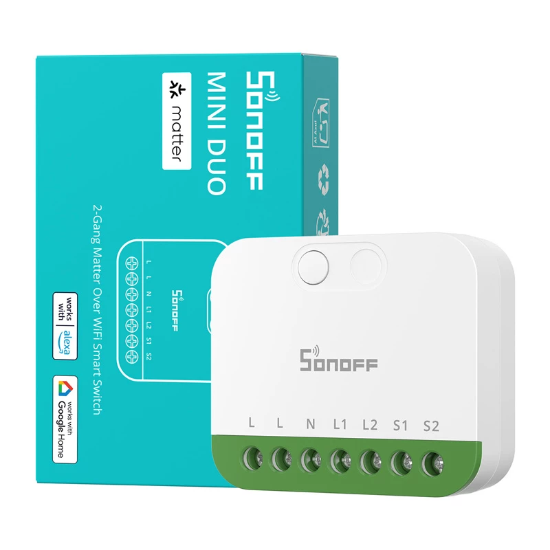 Sonoff MINI-2GS Matter tweekanaals mini-schakelaar