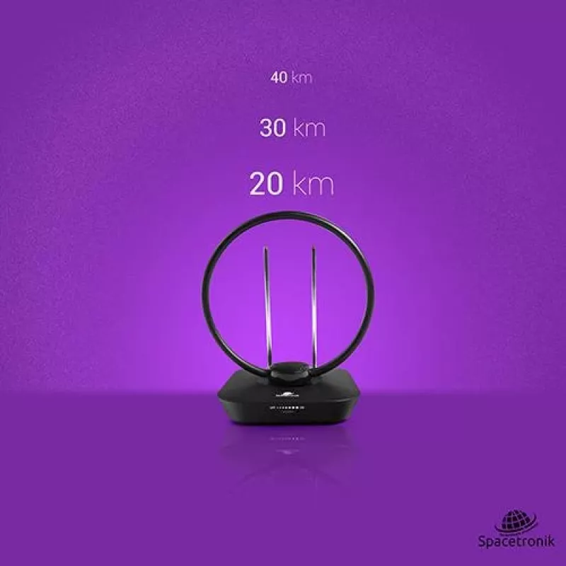 Spacetronik Locus indoor DVB-T2-antenne met 45-dB-versterker en voeding