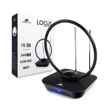 Spacetronik Locus indoor DVB-T2-antenne met 45-dB-versterker en voeding