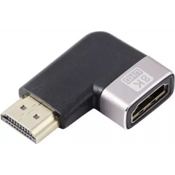 SpeaKa Professional SP-11302004 HDMI-adapter 8K 60Hz 4K 120Hz 90° haaks stekker naar bus zwart zilver