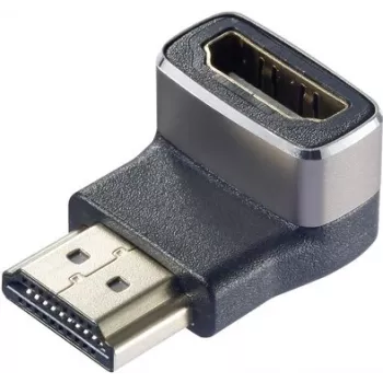 SpeaKa Professional SP-11306836 HDMI-adapter 8K 60Hz 4K 120Hz 90° naar beneden haaks stekker naar bus zwart zilver