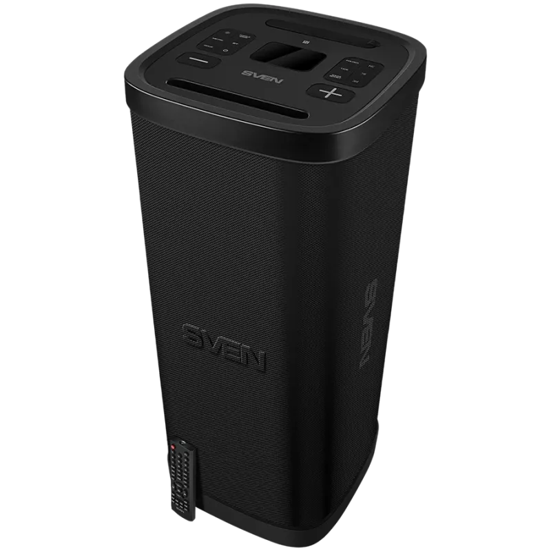 Partyboksluidspreker SVEN PS-1250, zwart (300W, TWS, IPx4, Bluetooth, FM, USB, microSD, LED-display, 13500mAh)