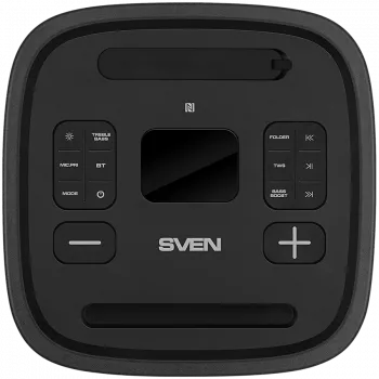 Partyboksluidspreker SVEN PS-1250, zwart (300W, TWS, IPx4, Bluetooth, FM, USB, microSD, LED-display, 13500mAh)