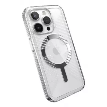 Speck Gemshell Grip + MagSafe voor iPhone 15 Pro (Clear / Chrome Finish)