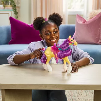 SPINMASTER Unicorn Academy - eenhoorn Leaf (28 cm, met echte manen en staart, afneembaar halster, zadel en borstel)