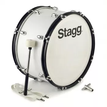 Stagg MABD-2010 20 inch marching bass drum met draagstel en kloppers, wit