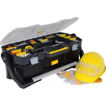 STANLEY 19 gereedschapskoffer met organizer STST1-70317 – 30,5L hoogslagvast polypropyleen, zwart/geel