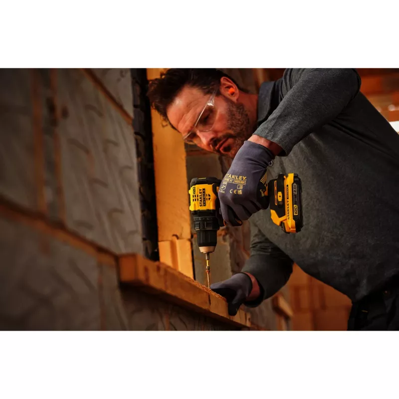 STANLEY accu-boor-/schroefmachine (SFMCD714D1T-QW), 18V (zwart/geel, Li-Ion accu 2,0 Ah, Pro-Stack koffer)