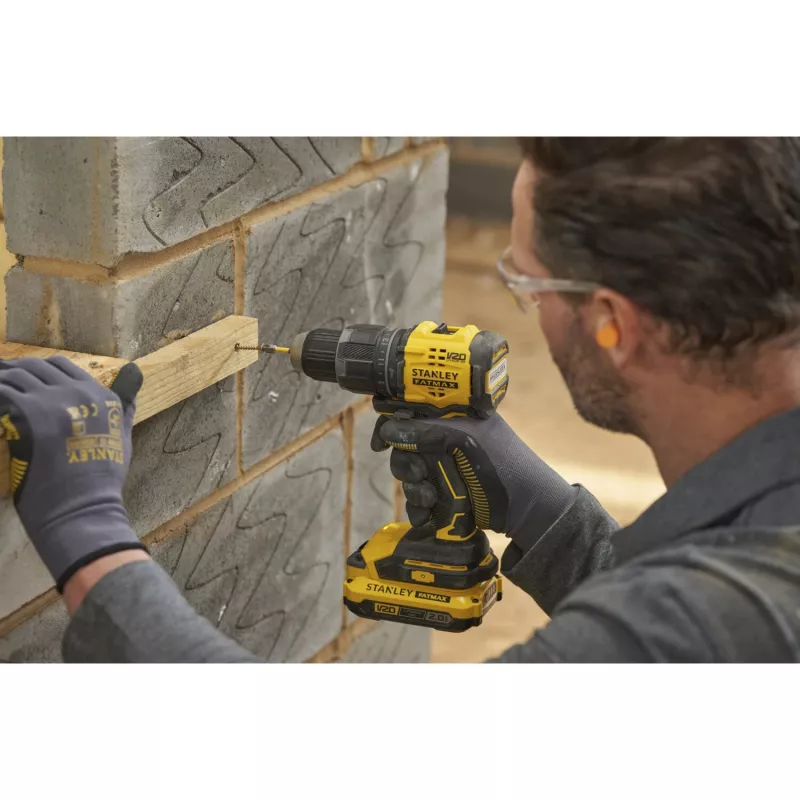 STANLEY Accu-klopboormachine (SFMCD716D1T-QW), 18V (Zwart/Geel, Li-Ion-accu 2.0Ah, Pro-Stack Case)