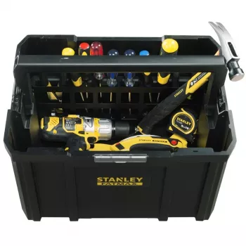STANLEY FMST1-75794 TSTAK diepe opberg-gereedschapskist met draagbak, 23 L, zwart/geel