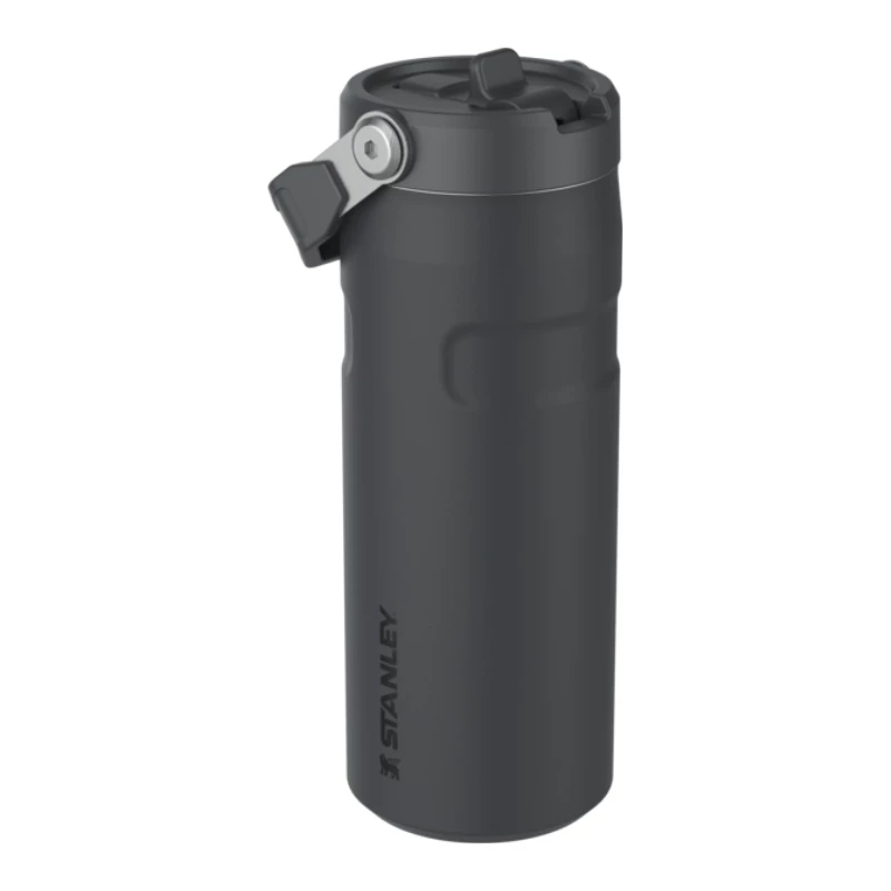STANLEY IceFlow Bottle Flip Straw 2.0 0,47L zwarte thermosfles met rietje