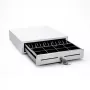 STAR MICRONICS CD4-1616WTSSC48-S2 geldlade, wit, roestvrijstalen front, 4 bankbiljet-/8 munt-/2 chequevakken, frontopening, detailhandel, afmetingen (BxHxD): 410x114x415mm, incl. RJ12-kabel