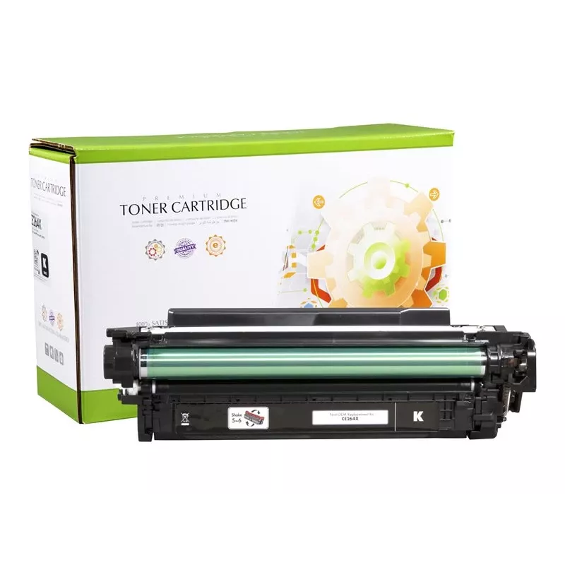 STATIC tonerpatroon compatibel met HP CE264X zwart hoge capaciteit gereviseerd 17.000 pagina's