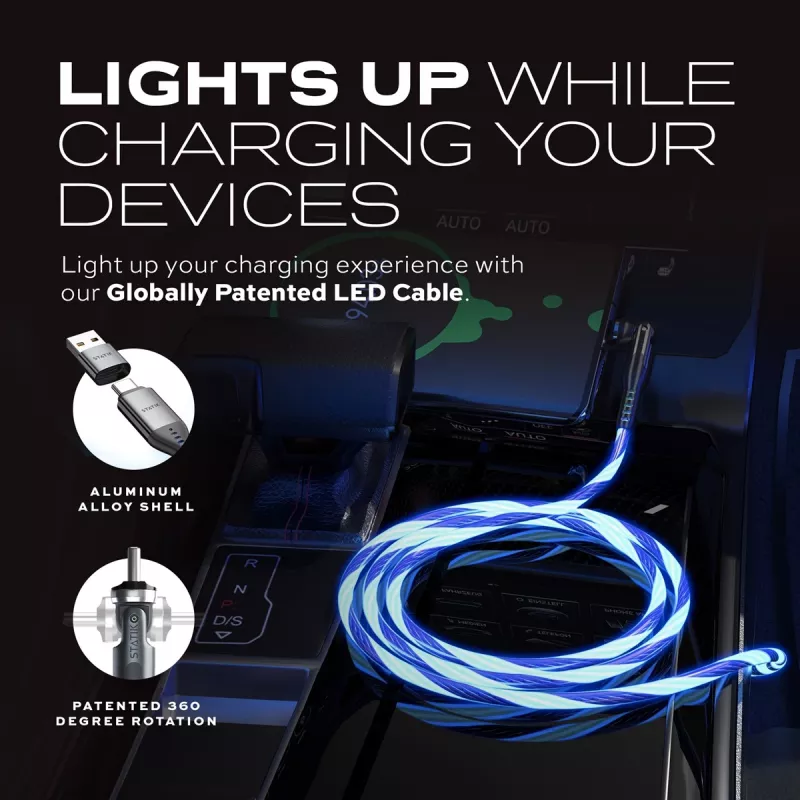 STATIK PowerPivot Pro Glowing LED kabel USB-C naar USB-C 1m zwart