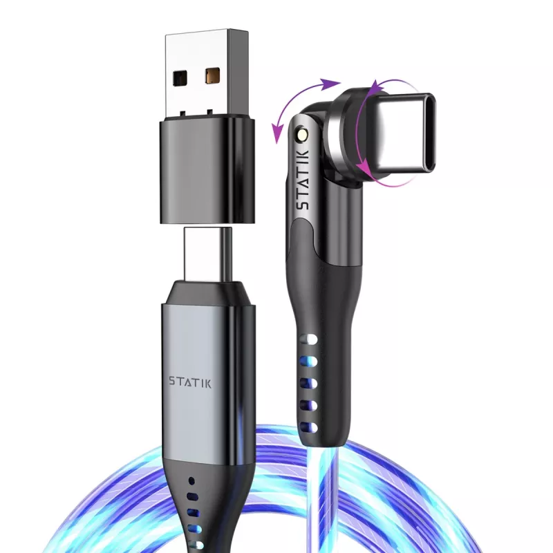 STATIK PowerPivot Pro Glowing LED kabel USB-C naar USB-C 1m zwart