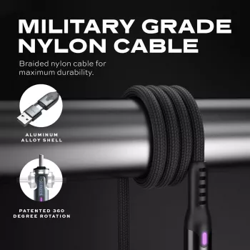 STATIK PowerPivot Pro Nylon gevlochten kabel, USB-C naar USB-C, 2m, zwart