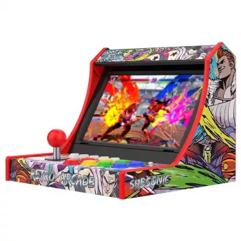 Subsonic Retro Arcade arcade stick / fight stick voor pc, PS3, PS4, Nintendo Switch, Xbox One, Xbox Series X/S, USB-A, 2,5 m kabel, zwart/rood