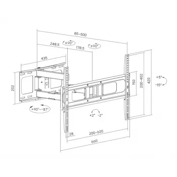 Sunne Full-Motion tv-muurbeugel 37-86 inch zwart 50 kg